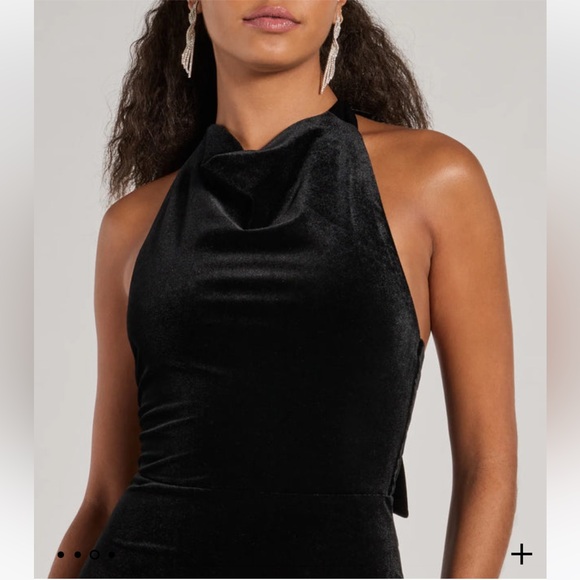 Black Velvet Halter Maxi Dress - Picture 3 of 5